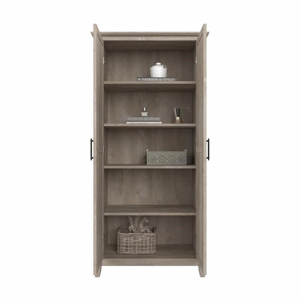 Bush Home Key West Kitchen Pantry Cabinet in Washed Gray