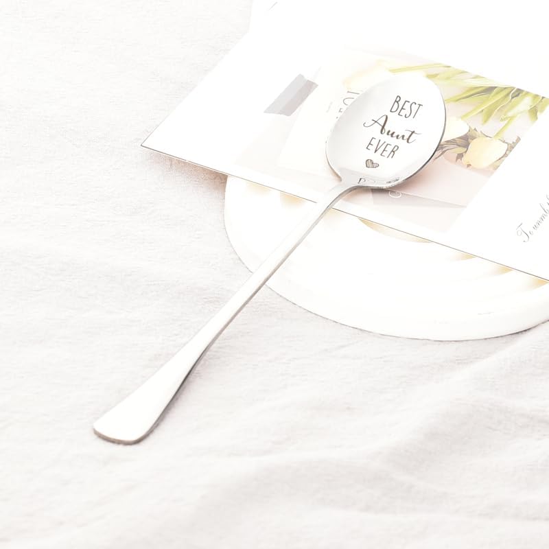 Birthday Gifts for Best Aunt Ever - Engraved Spoon for Hot Tea, Coffee, Cocoa, Great Aunt Appreciation Gift