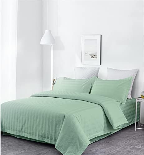 Lasin Bedding 100% Cotton Hotel Collection Pillowcases, Stripe, Standard 20" x 26", Set of 2 - Green