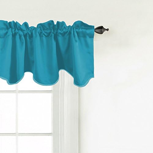 Turquoize Teal Valance Curtains, 52" x 18" Short Window Curtain Valance for Kitchen, Blackout Thermal Insulated