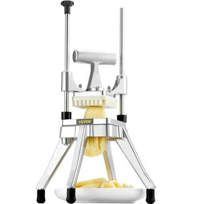 VEVOR Commercial Vegetable Fruit Chopper, Stainless Steel French Fry Cutter w/ 4 Blades 1/4" 3/8" 1/2", Vegetable Chopper Dicer w/Stainless Bowl, Heavy Duty Cutter for Potato Tomato Onion Mushroom