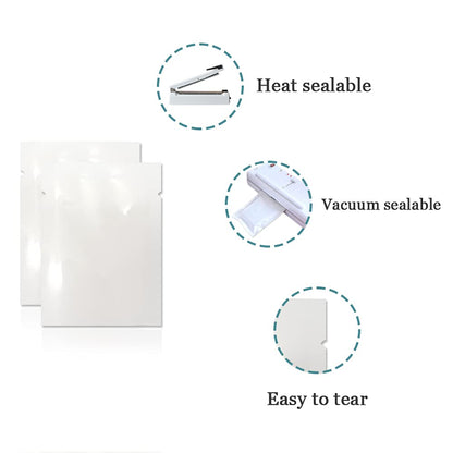 PABCK 1000 Pcs 10x15cm (3.94x5.9 inch) White Metallic Foil Open Top Sealable Bags Vacuum Heat Seal Pouches for Food Storage Packaging with Tear Notches