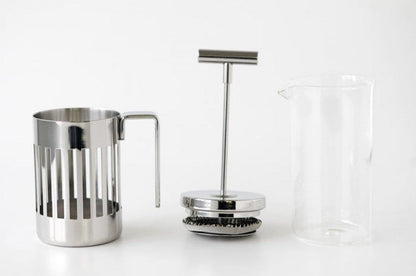 Alessi 9094/8 - Design Press Filter Coffee Maker, 18/10 Stainless Steel, Mirror Polished and Glass, 8 Cups