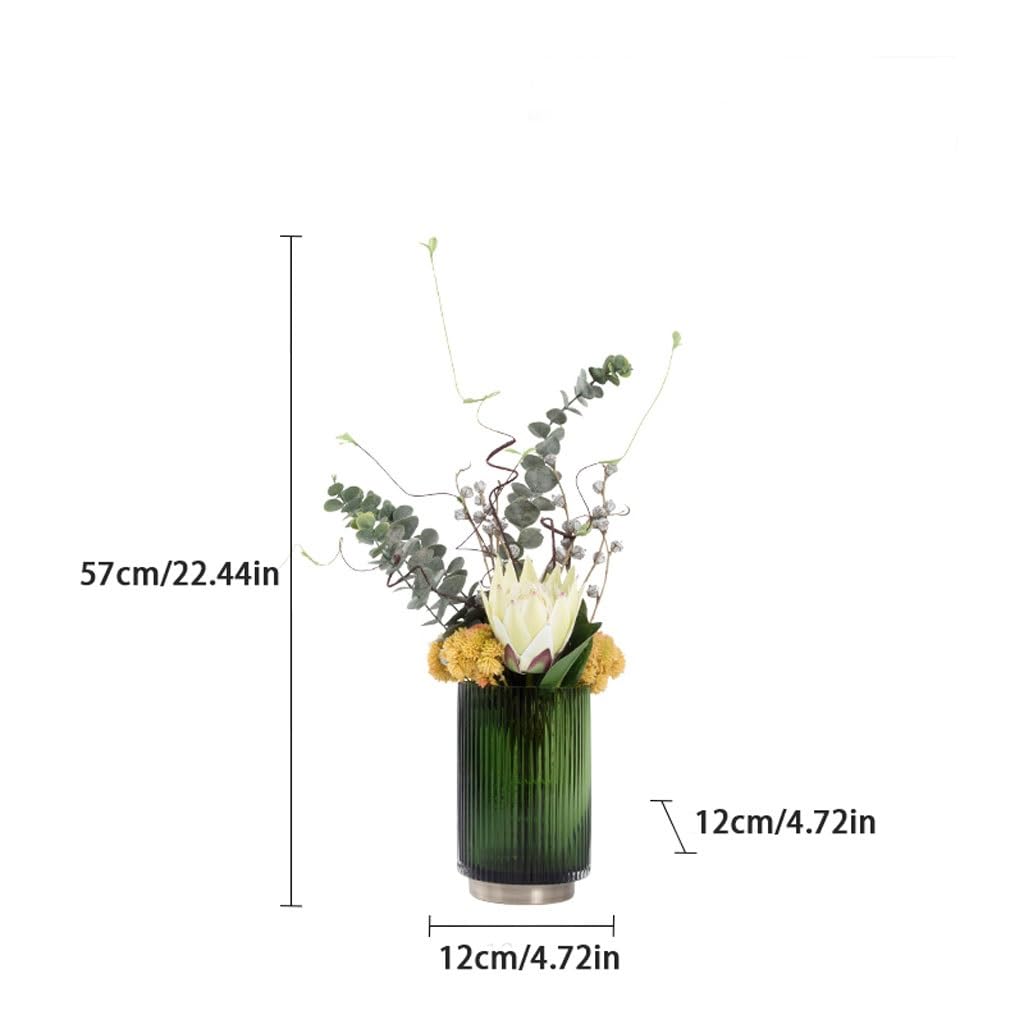XUNTING Artificial Plants Indoor Nordic Light Luxury Simulation Flower Art Decoration Living Room Dining Table Negotiating Table Glass Bottle Flower Arrangement Decoration Plants Decor(B)
