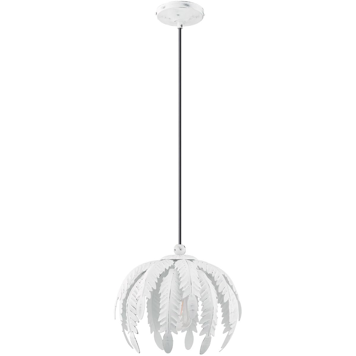 Livex Lighting 41231-60 Acanthus - One Light Mini Pendant, Antique White Finish with Antique White Metal Shade