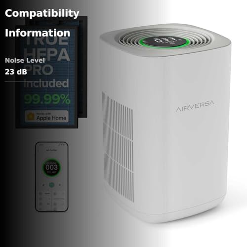 Airversa HomeKit Air Purifier over Thread Works with HomeKit (Home Hub Required) 3-Stage H13 True HEPA Smart Air Cleaner 1000 sq.ft Purelle AP2