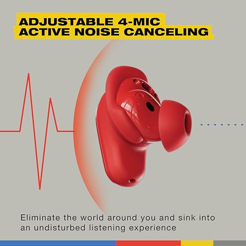 Skullcandy Method 360 ANC Wireless Earbuds, Sound by Bose, Bluetooth Headphones, Premium Noise Cancelling, Up to 40 Hrs Battery, Sweat and Water Resistant, Microphone for iPhone Android - Plasma