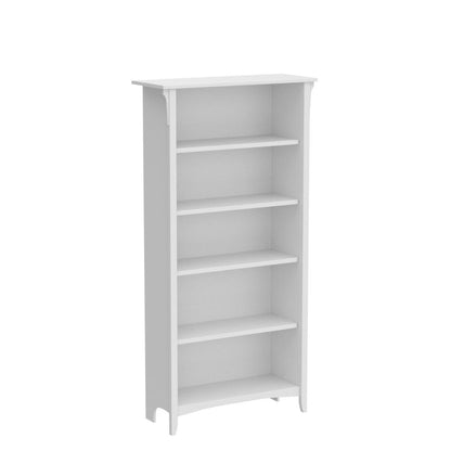 Bush Home Salinas Tall 5 Shelf Bookcase - Set of 2 in Shiplap Gray and Pure White, Vertical Office Storage, Bookshelves for Home Workspace, Multi-Purpose Shelving Units