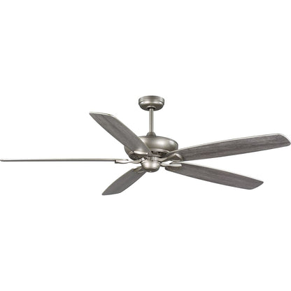 Progress Lighting Kennedale Collection 72-Inch 5-Blade DC Motor Transitional Ceiling Fan Grey Weathered Wood/Silver