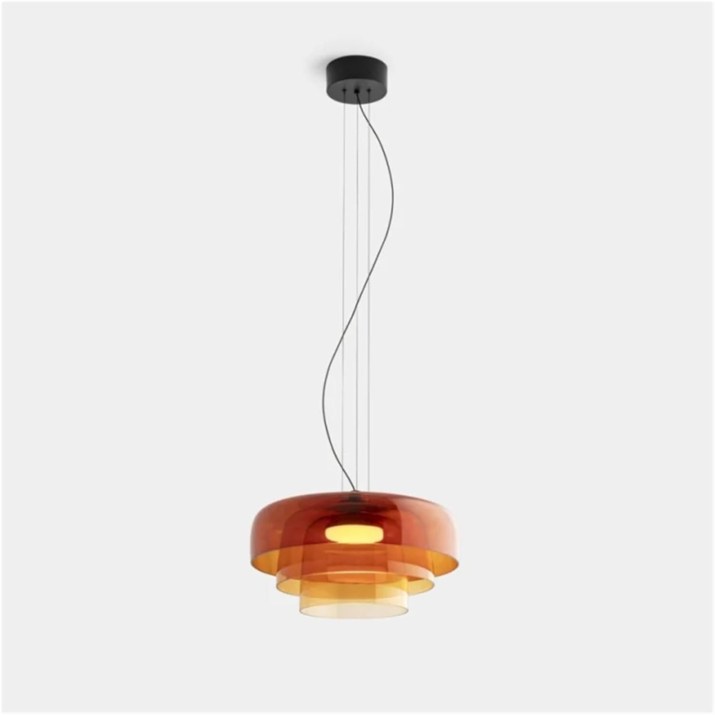 Zobawlks Mid-Century Modern Pendant Light: Hanging Lamp for Kitchen Island - Chandeliers for Dining Room (Orange)