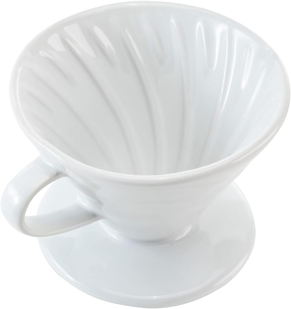 Restaurantware Restpresso 17 Ounce Coffee Dripper | 1 Reusable Coffee Cone with Drip Hole, White Ceramic Pour Over