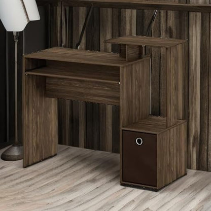 Furinno Econ Multipurpose Home Office Computer Writing Desk - Columbia Walnut/Dark Brown, 15.8"D x 39.4"W x 34.09"H