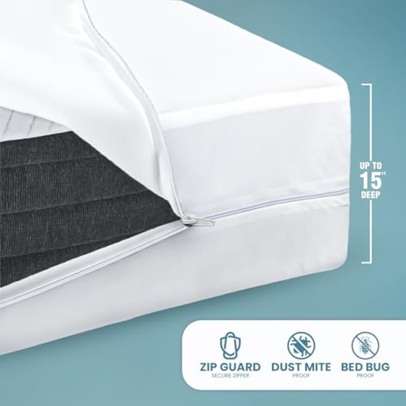 Utopia Bedding Mattress Protector Zippered Queen Size, 100% Waterproof Bed Bug and Dust Mite Proof Mattress Encasement, Absorbent 6 Sided Mattress Cover