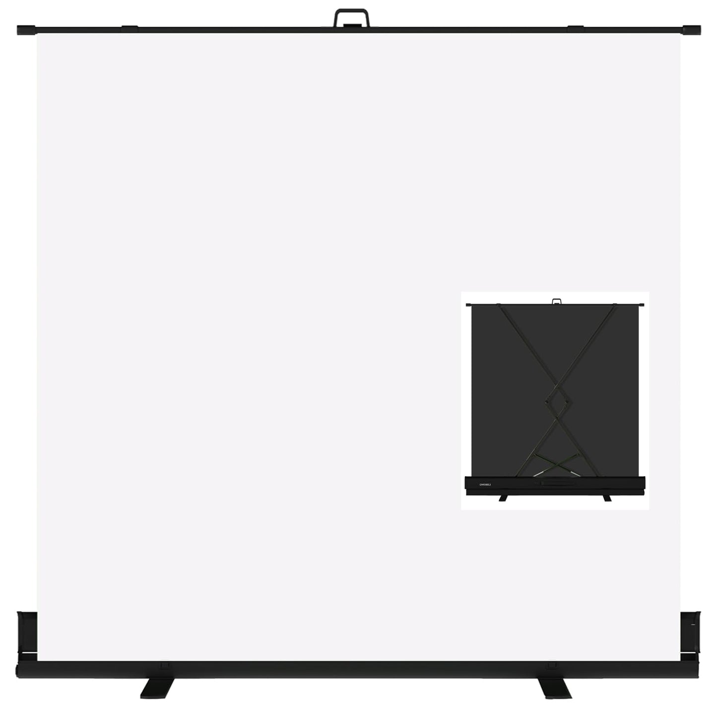 LIHONG Large White Screen Collapsible Chroma Key Backdrop,Portable Retractable Photo Background with Stand for Video, Live Game,Streaming,Wrinkle Resistant Fabric,Pull-up&Down Style (78.7x78.7 in)