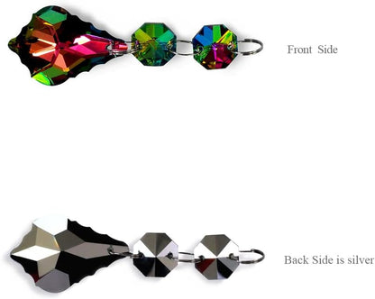 20pcs 38mm Chandelier Crystals Maple Leaf Prism Pendant Parts Connected Glass Octagon Beads Chain for Chandelier