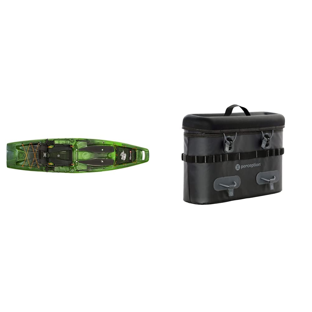 Perception Kayaks Outlaw 11.5 Moss Camo Sit on Top Fishing Kayak + Saddle Bag Tackle Storage System