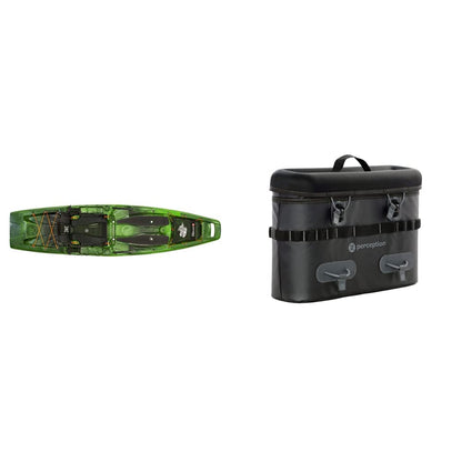 Perception Kayaks Outlaw 11.5 Moss Camo Sit on Top Fishing Kayak + Saddle Bag Tackle Storage System