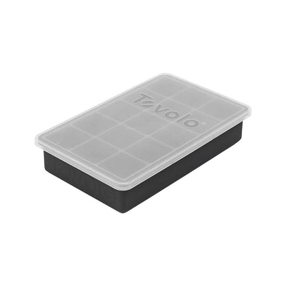 Tovolo Silicone Ice Cube Tray with Lid for Freezer Charcoal Gray, Dishwasher Safe BPA Free Silicone Ice Cube Mold Tray with Cover, Easy Release 1 Inch Ice Cube for Coffee Cocktails Bourbon Whiskey