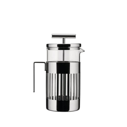 Alessi 9094/8 - Design Press Filter Coffee Maker, 18/10 Stainless Steel, Mirror Polished and Glass, 8 Cups