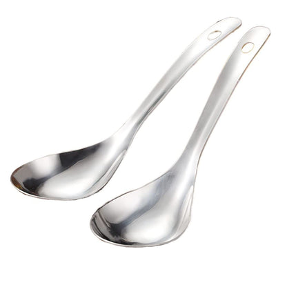 2Pcs Stainless Steel Rice Spoon Soup Spoon Serving Spoons, Non- Stick Rice Spatula Rice Paddle Serving Spoon for Home Kitchen Restaurant