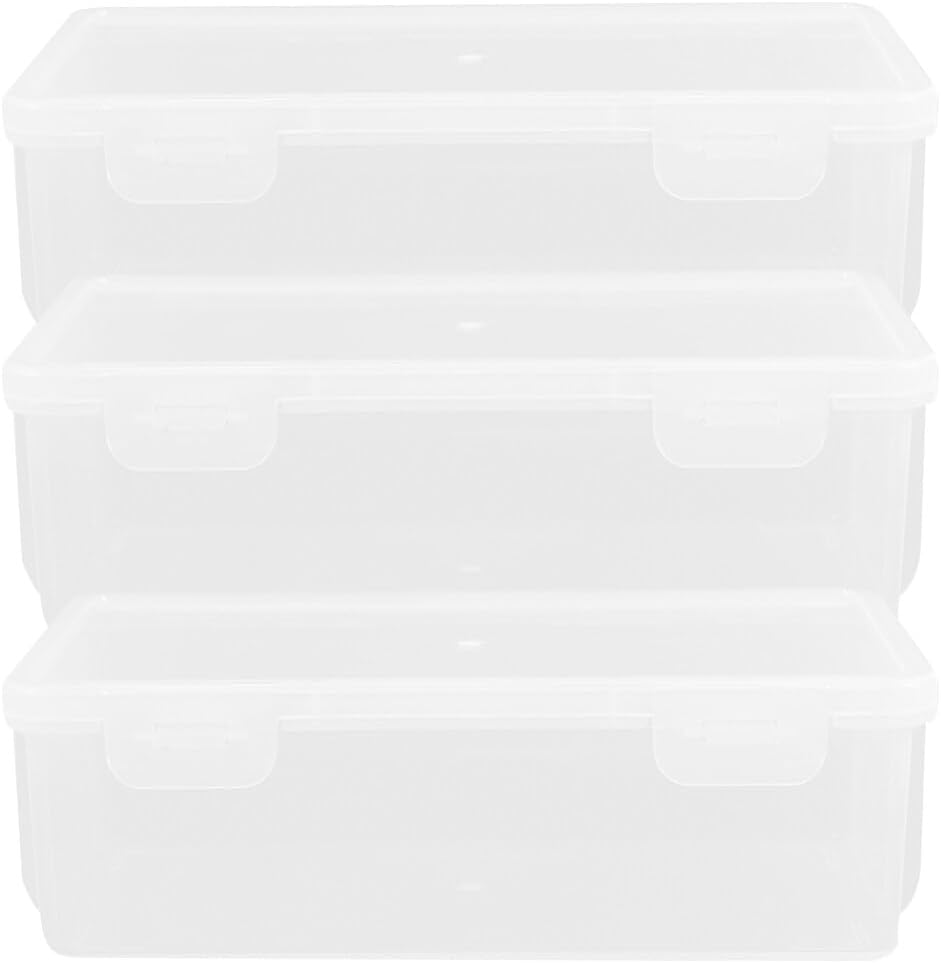 Luxshiny 3pcs Rectangular Loaf Bread Box, Airtight Plastic Bread Keeper Container for Kitchen Storing Refrigerator Cake