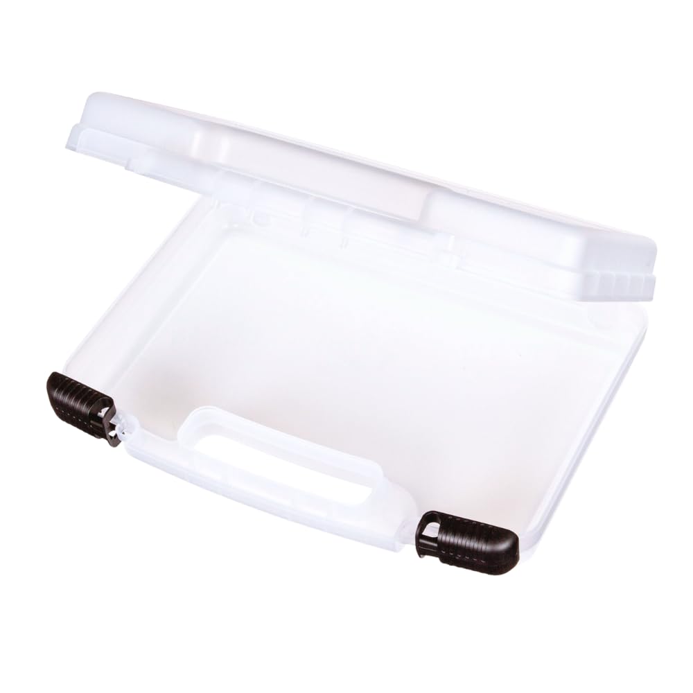 ArtBin 6977AB 12 inch Quick View Deep Base Carrying Case, Portable Art & Craft Organizer with Handle, [1] Plastic Storage Case, Translucent