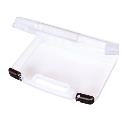 ArtBin 6977AB 12 inch Quick View Deep Base Carrying Case, Portable Art & Craft Organizer with Handle, [1] Plastic Storage Case, Translucent