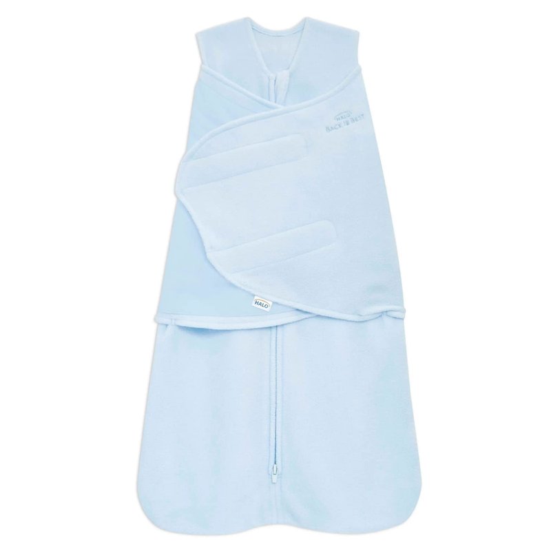 HALO Micro-Fleece Sleepsack Swaddle, 3-Way Adjustable Swaddle Blanket for Newborn and Infants, TOG 3.0 for Cold Climates, Hip Healthy, Baby Blue, Newborn, 0-3 Months