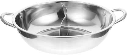 Cabilock Nonstick Frying Pan, 32cm Double Flavor Hot Pot with Divider, Stainless Steel Dual Sided for Induction Cooktop