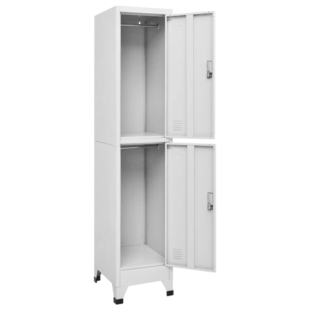 MBDRKVGF 2-Door Metal Locker Cabinet, Industrial Storage Organizer for Office, Home, Gym, Changing Room, Grey Steel Vertical Storage Unit, 70.9 Inch Tall