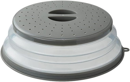 Collapsible Microwave Splatter Cover for Food with Silicone Mats, 10.5 Inch, Dishwasher-safe, BPA-Free Microwave Plate