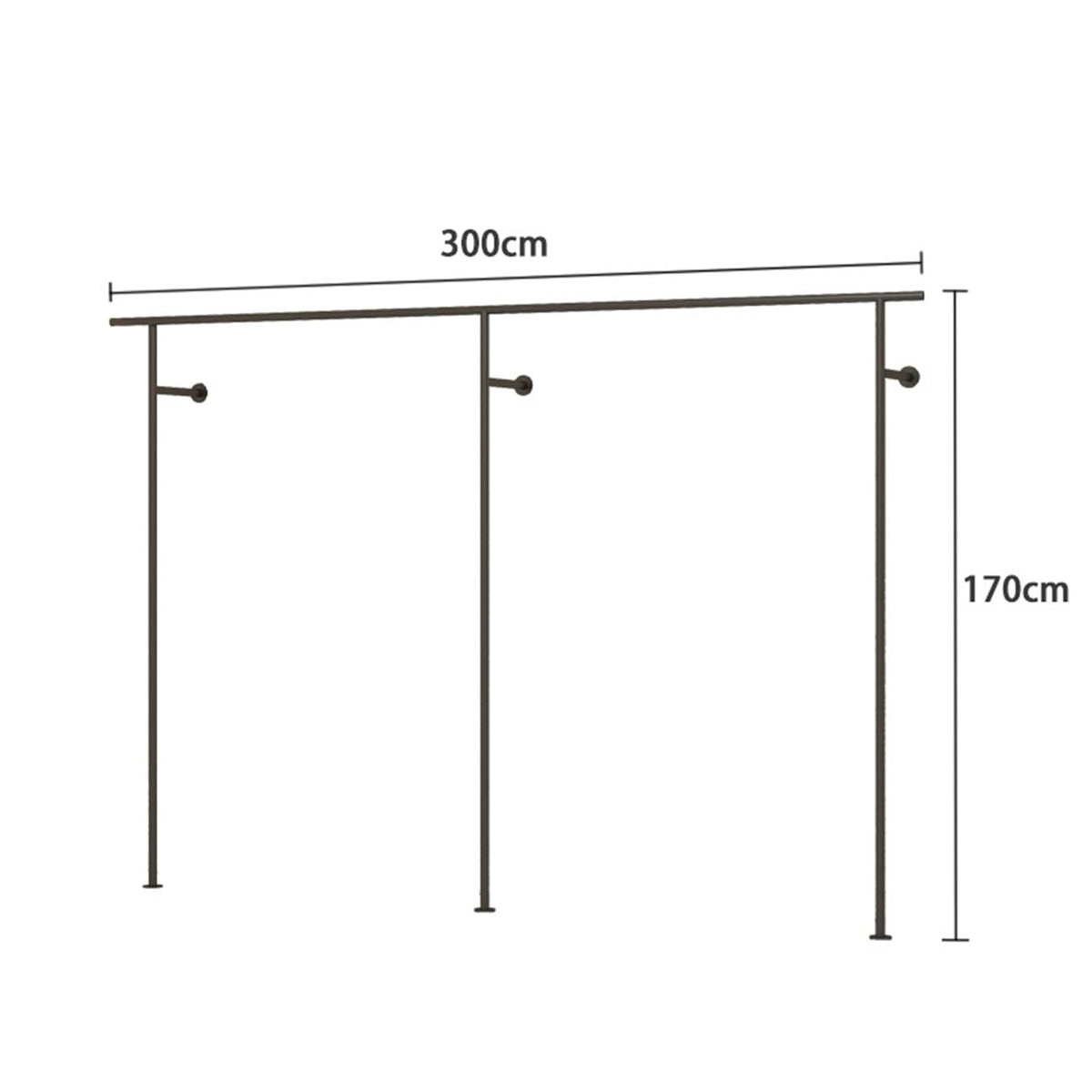 RJYYYDS Black Wall Mounted Garment Rack with Creative Metal Clothing Store Display Stands Heavy Duty Commercial Boutique Clothes Shelf for Home Cloakroom Towel STO,A-Length 300cm