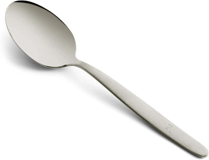 BNAZIND 2 Pack 8 inch Kunz Small Regular and Perforated Sauce Spoon Set | 18/10 Stainless Steel Silver Chef Spoon ideal for drizzling sauces, plating desserts, Dishwasher safe