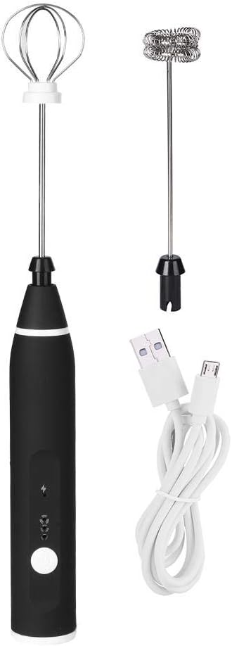 Electric Automatic Egg Beater Mixer with USB Charging, 3 Speed Adjustable Blender, Black