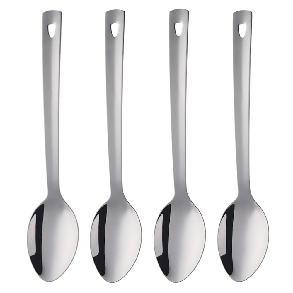 13-Inch Serving Spoon Set of 4, Stainless Steel Buffet Banquet Spoon，Silver Long Handle Serving Spoons for Catering, Kitchen Dishwasher safe