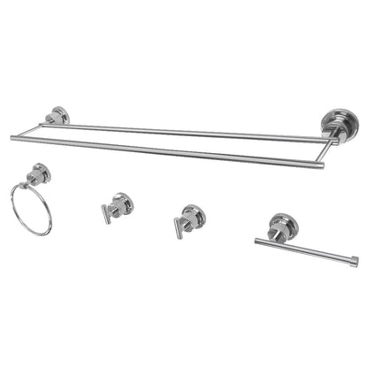 Kingston Brass BAH8213478C Concord 5-Piece 24-Inch Dual Towel Bar Bathroom Accessory Set in Polished Chrome