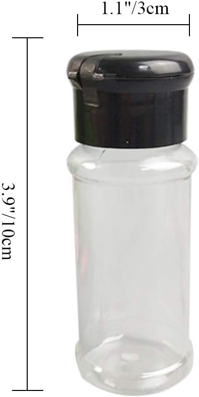 FEOOWV 25Pcs Empty Plastic Spice Bottles Set for Storing Barbecue Seasoning, Salt, Pepper, 75 ml/2.5 oz (Black)