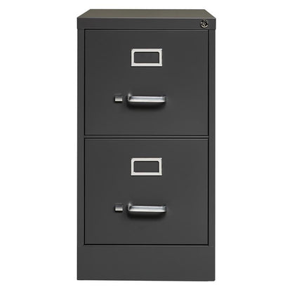 Pemberly Row 26.5" Metal Vertical Filing Cabinet, 2 Drawers, Charcoal Powder Coat Finish, Commercial Grade Office Storage, Full Extension Ball-Bearing Slides, Lockable Design, Greenguard Gold