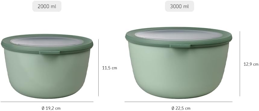 Mepal Cirqula 101oz Multi Food Storage Bowl - Nordic Blue with Transparent Lids, Microwave & Dishwasher Safe