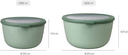 Mepal Cirqula 101oz Multi Food Storage Bowl - Nordic Blue with Transparent Lids, Microwave & Dishwasher Safe