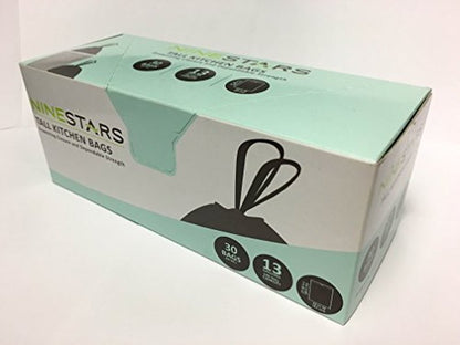 NINESTARS NSTB-13-30 Extra Strong White Trash Bag w/Drawstring Closure, 13 Gal. / 49 L., 30 count