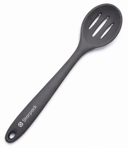 Starpack 'Let it Drain' Silicone Slotted Spoon - Large Slotted Spoon for Cooking Heat Resistant to 600°F - Silicone Slotted Serving Spoons, Non Stick Slotted Cooking Spoon
