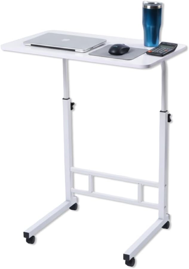 23.6" 66lbs 66 lbs Japard Small Desk on Wheels, Mobile TV Tray Table Rolling Desk for Bed Sofa, Adjustable Height Wide