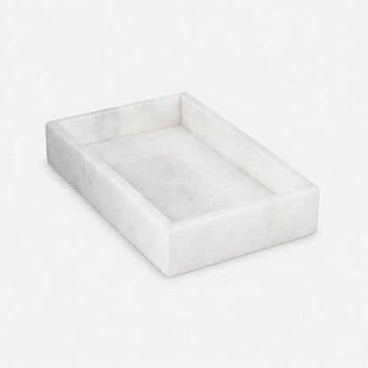 Bey-Berk White Marble Napkin Holder, 5.75"L x 1.75"W x 9"H - Guest Towel Tray for Bathroom, Kitchen Counter, and Outdoor Use