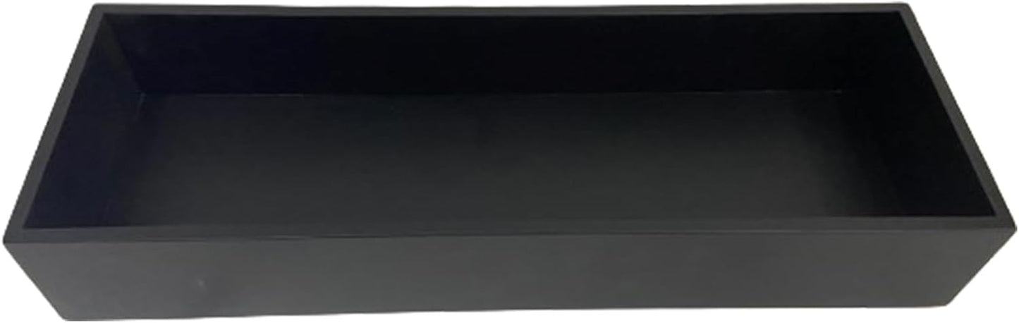Bamboo Kitchen Drawer Organizer, Black Box Utensil Tray, Cutlery Holder, Desk Supplies & Accessories - 12"x4"x2"