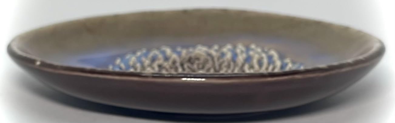 BonCera, All-in-one Premium Ceramic Garlic Grater Plate 4-Piece Set - Brown Milkyway Glazed Design - For Garlic, Ginger, Chocolate, and more! - Comes with 5.25" Plate, Peeler, Brush, and Stand