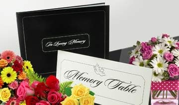 Funeral Memorial Book, Celebration of Life Guest Book with Bonus White Memory Table Sign Included