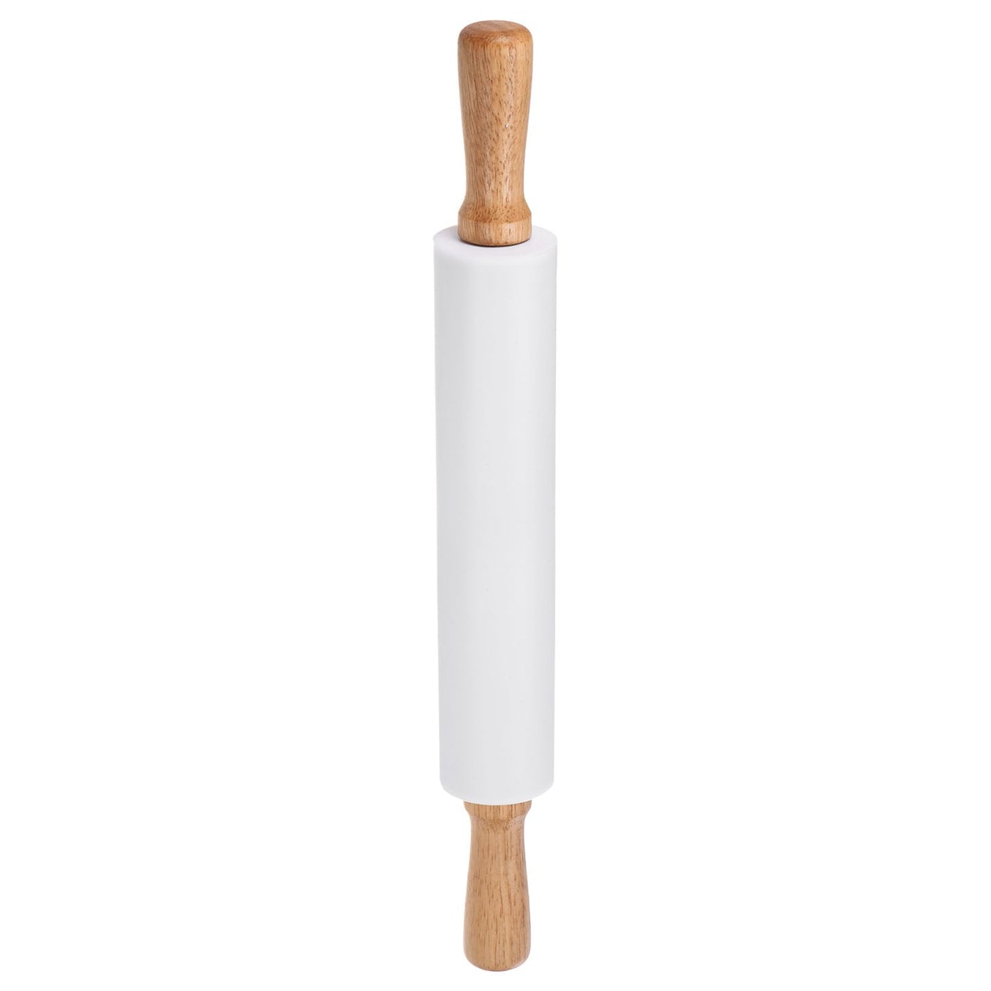 HARFINGTON Silicone Rolling Pins for Baking 16.93 Inch Non-Stick Silicone Surface Wooden Handle Rolling Pin Small Roller Playdough Rolling Pins for Fondant Kitchen Dough Pizza, White