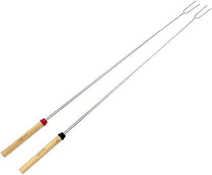 Nexgrill Extendable Grill Fork Roasting Stick, 2-Pack, Dual Fork for BBQs, Tailgating, Camping, Outdoor Cooking,