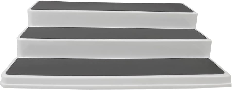 Home Basics 3-Tiered Plastic Expandable Spice Rack - Adjustable Length Kitchen Organizer for Cabinet, Pantry, or